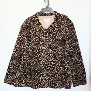 Susan Graver Women's Cotton Animal Print, Corduroy Style Jacket. Size 3X
